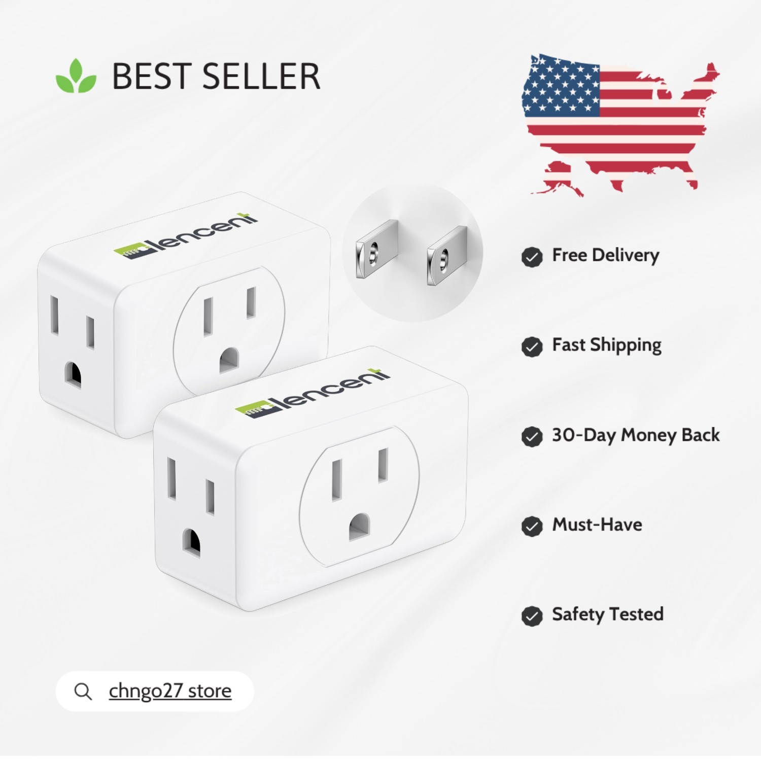 Travel-Friendly 3 AC Outlet Plug Extender - Perfect 2 to 3 Prong Adapter 2 Pack gallery