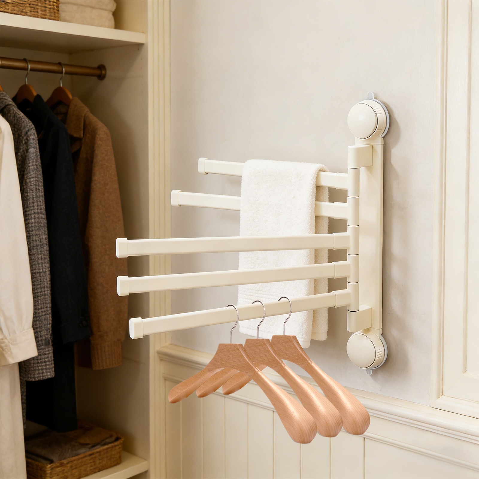 270° Rotating Towel Bar, Space-Saving Towel Holder for Bathroom/Kitchen/Balcony gallery