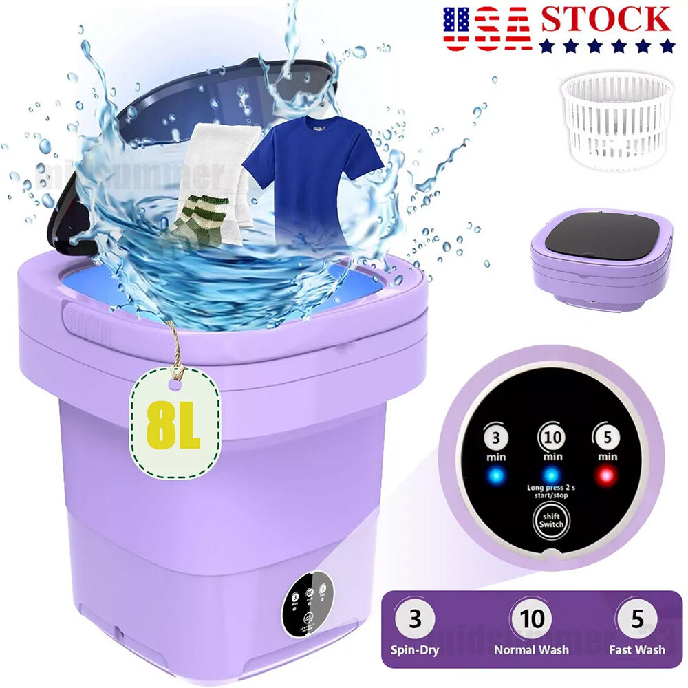 8L Portable Washing Machine Mini Washer Foldable Washer Small Spin Dryer Travel gallery