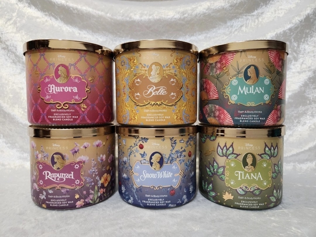 (6 PÀCK) Bath & Body Works💗DISNEY PRINCESS 2026 Collection💫3-Wick Candles NEW gallery