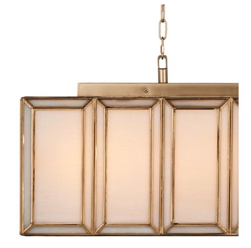 Currey & Company Daze Rectangle High End Luxury Chandelier Brass and Milk Glass gallery