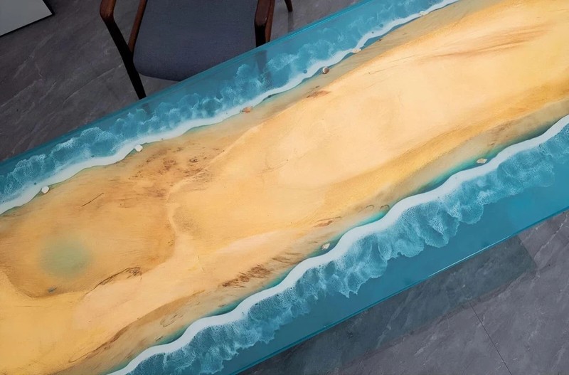 Live Edge Epoxy River Table Top 60x36 Ocean Resin Custom Coffee gallery