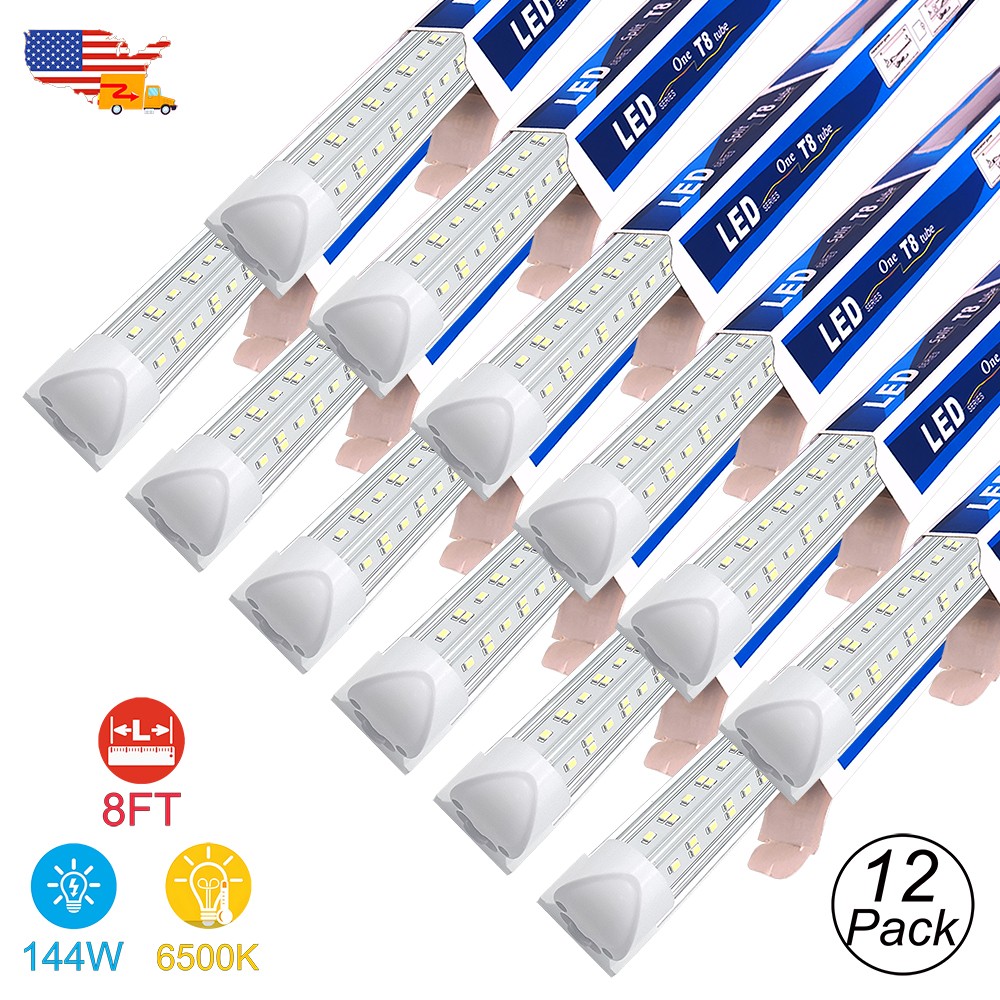 12 Pack 8FT 144W 18000Lm LED Tube Light Bulbs Linkable Barn Ceiling Tube Fixture gallery