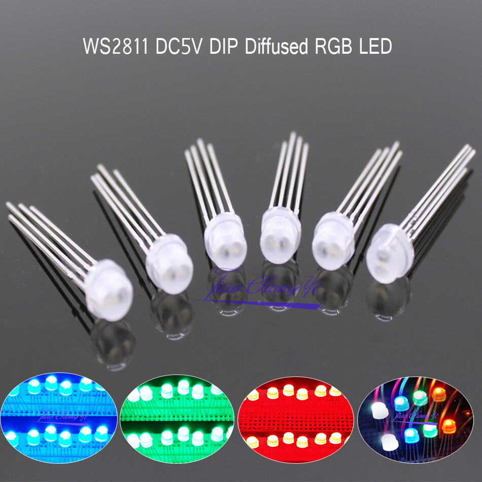 DC5V straw hat Diffused full-color RGB LEDs WS2811 led chips RGB F5 5mm pixels