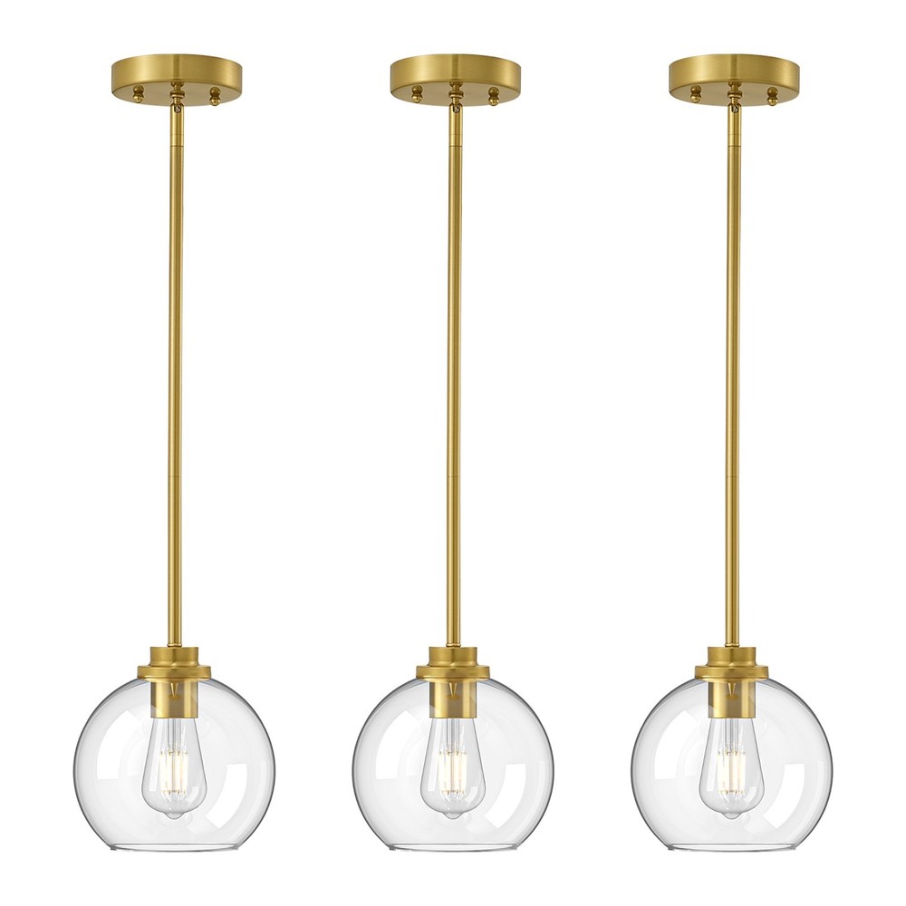 3 Pack Pendant Lights Kitchen Island,Modern Gold Hanging Light Fixture Metal Rod