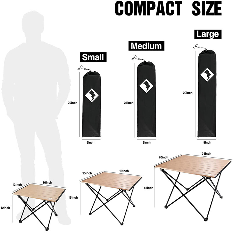 VILLEY Ultralight Camping Side Table Folding Beach Table 16''/19''/24'' with Bag gallery