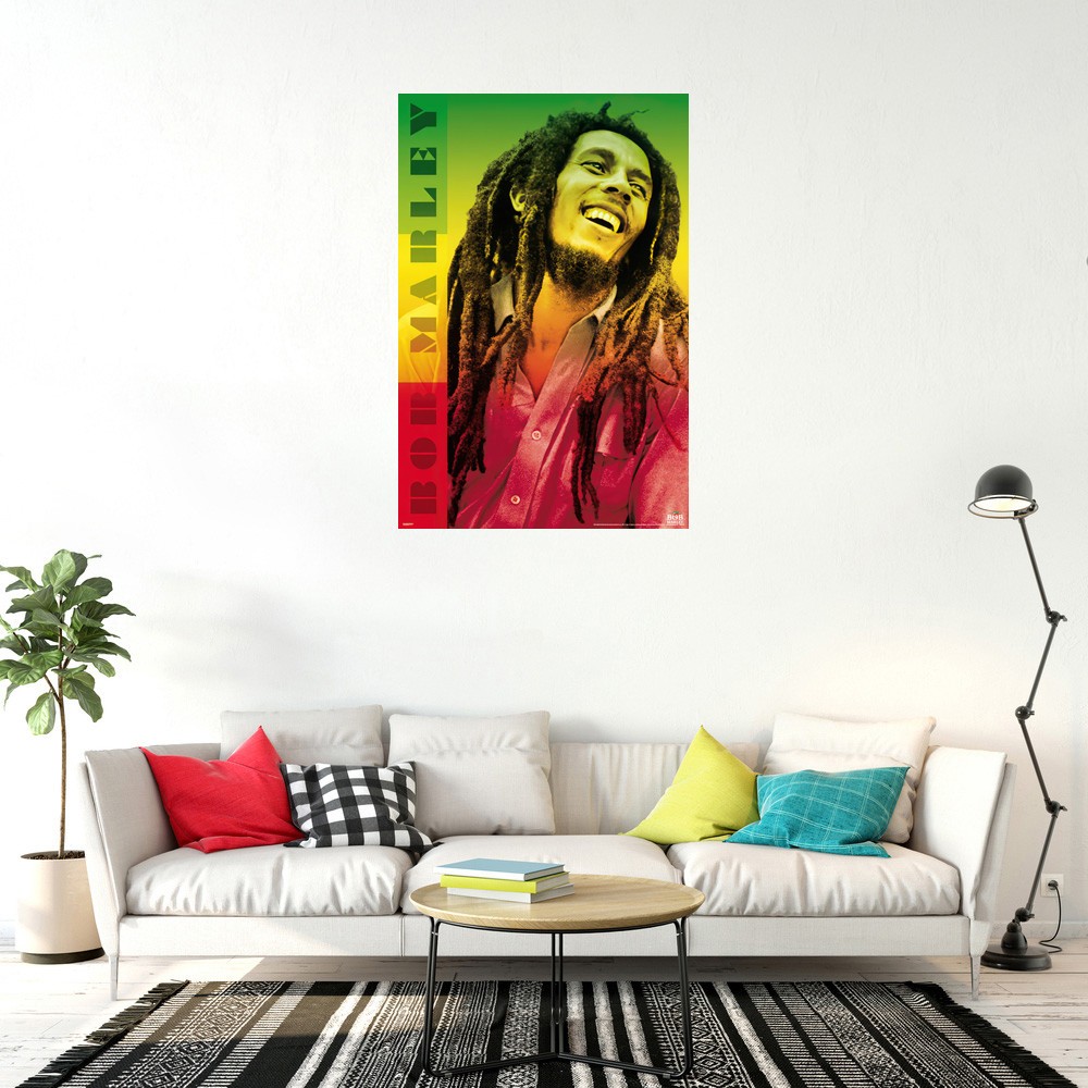 Bob Marley - Music Poster (Portrait - Jamaican Flag Colors) (Size: 24" x 36") gallery