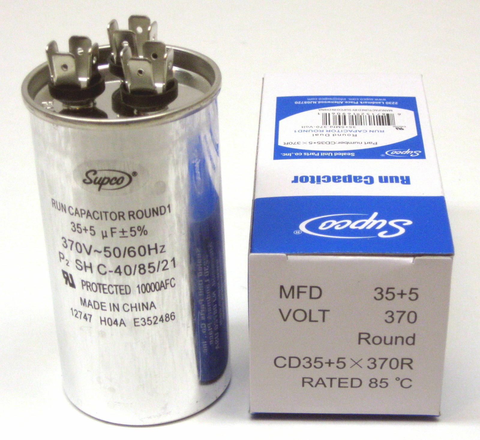 Air Conditioning HVAC Round Dual Motor Run Capacitor 35 + 5 MFD 370 Volt gallery