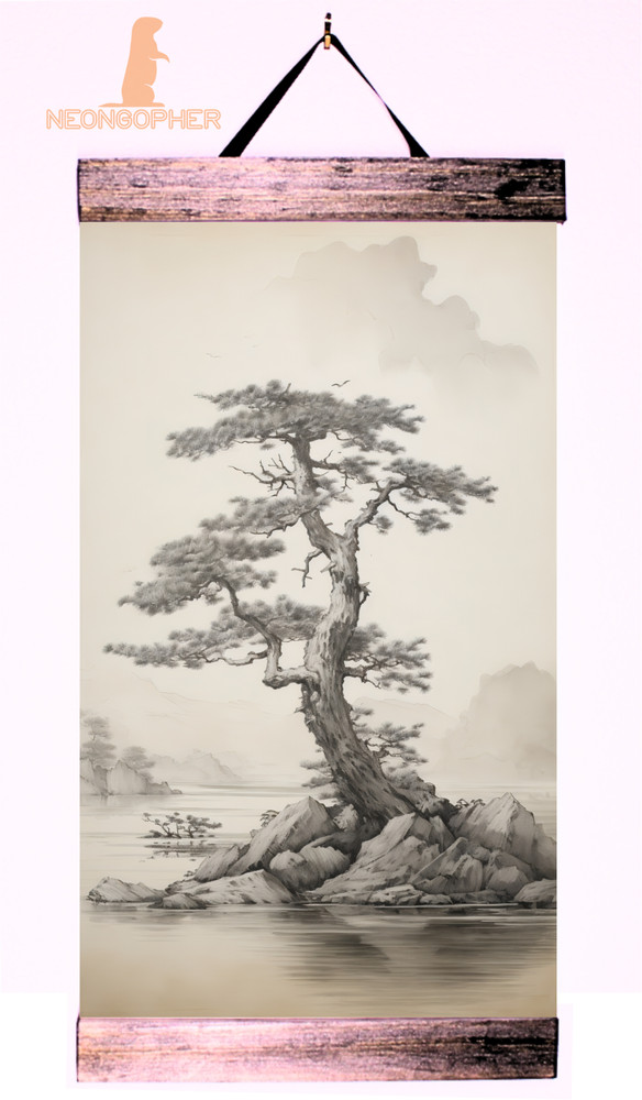 12"x18" Custom Canvas Wall Scroll Japenese Landscape Solid Wood ws6