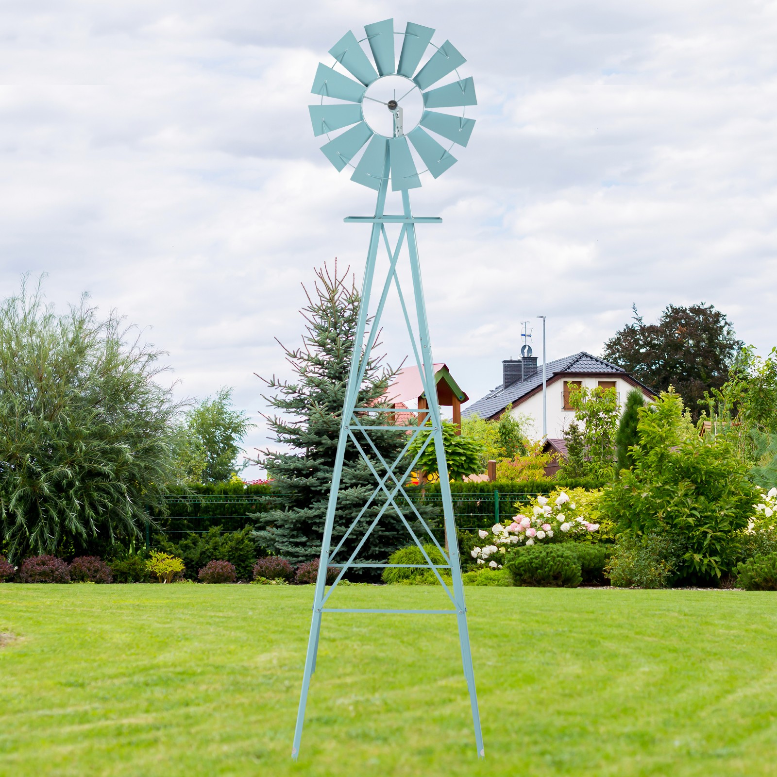 8FT Weather Vane Resistant Home Yard Garden Windmill 4-Legs for Outdoor gallery