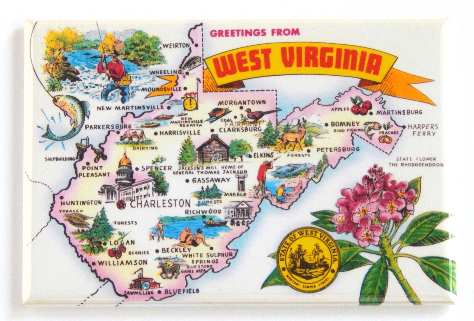 Greetings from West Virginia (Map) FRIDGE MAGNET travel souvenir gallery