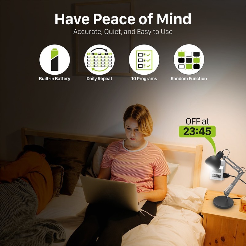 7Day Digital Electric Programmable Kitchen Wall Timer Switch Dual Outlet Plug gallery