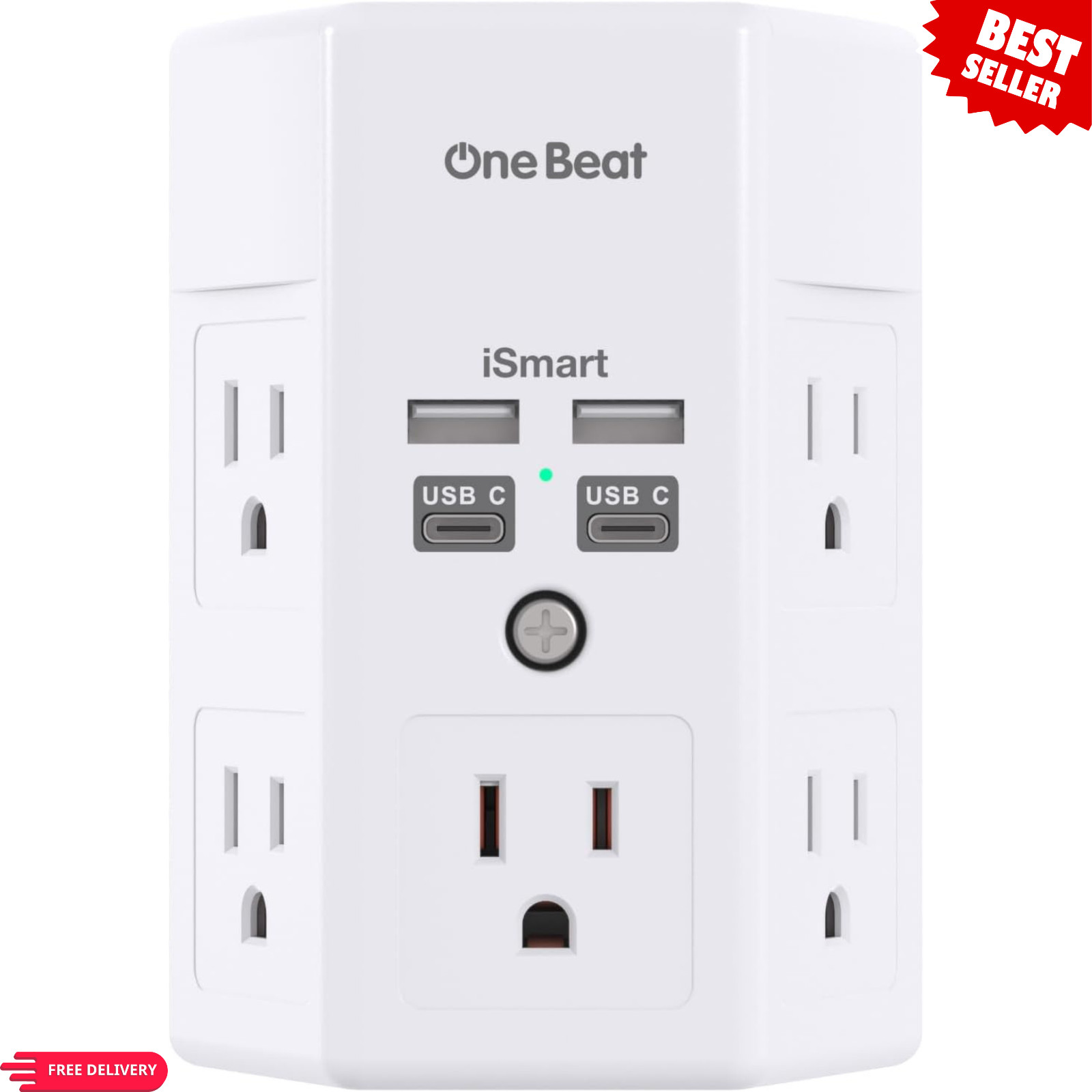 5 Outlet Extender Surge Protector Multi Plug Wall Adapter USB Charger Ports with gallery