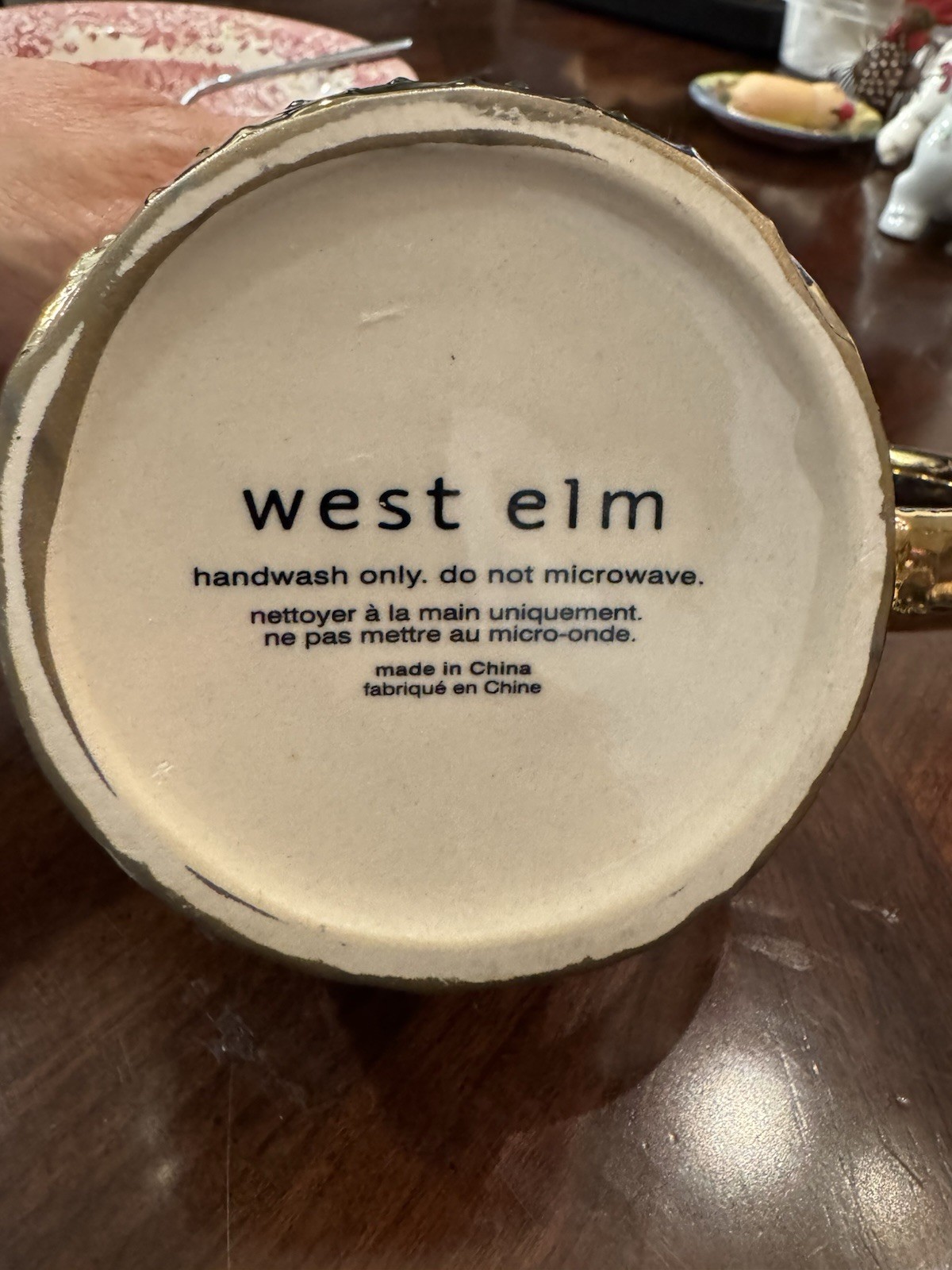 West Elm Gold Owl Embossed Ceramic Mug, Hand Wash Only, No Microwave Large gallery