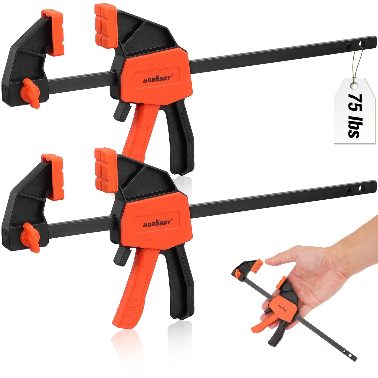 2 Pack 6" Mini Bar Clamps for Woodworking Quick Release F-Clamp 75 LBS Limit gallery