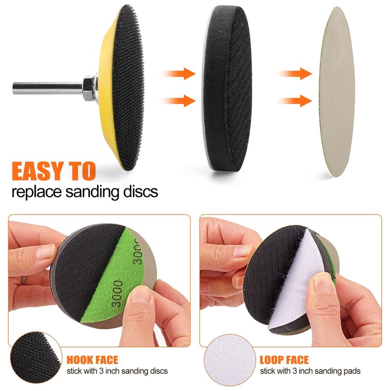 5 Pack 3 Inch (75mm) Foam Interface Pad, Hook and Loop Soft Foam Buffing Pad gallery