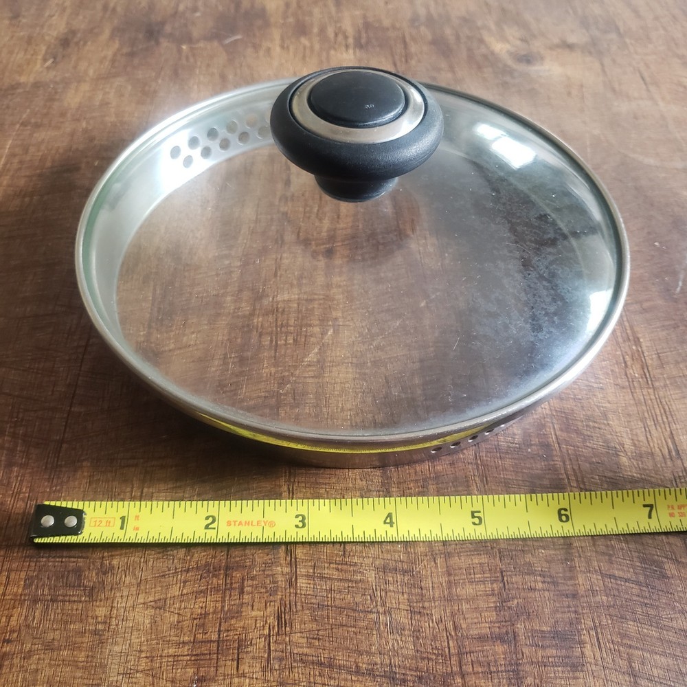 Cook's Essentials 7.5” Tempered Glass Replacement Lid 6.75” Inner Plastic Handle
