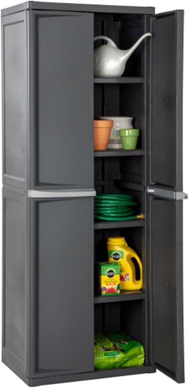 Sterilite 4 Shelf Lockable Cabinet Gray - Adjustable Garage Pantry Storage Organ gallery