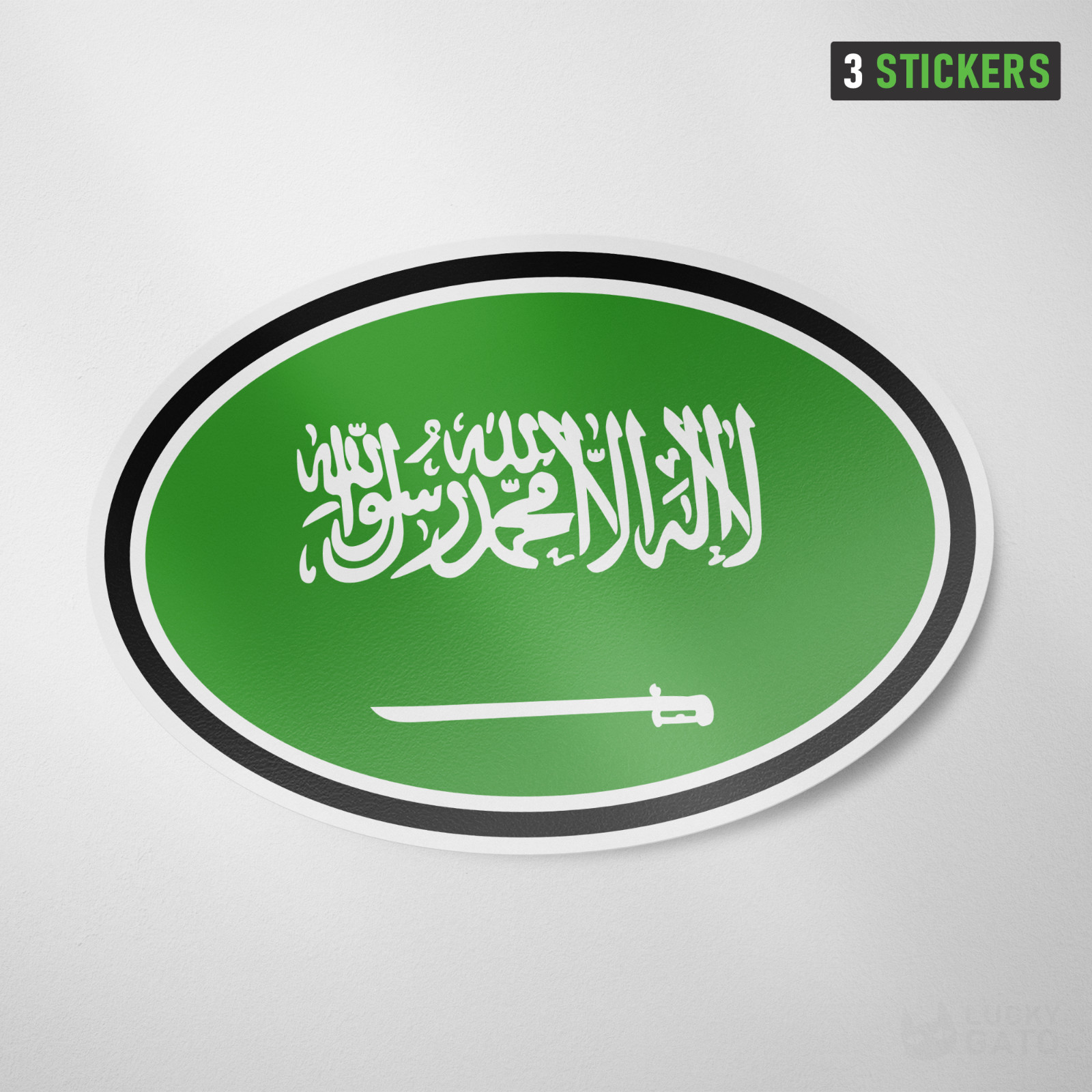 Saudi Arabia Oval Flag Sticker 3 Pack Vinyl Decal Car Auto Window Riyadh gallery