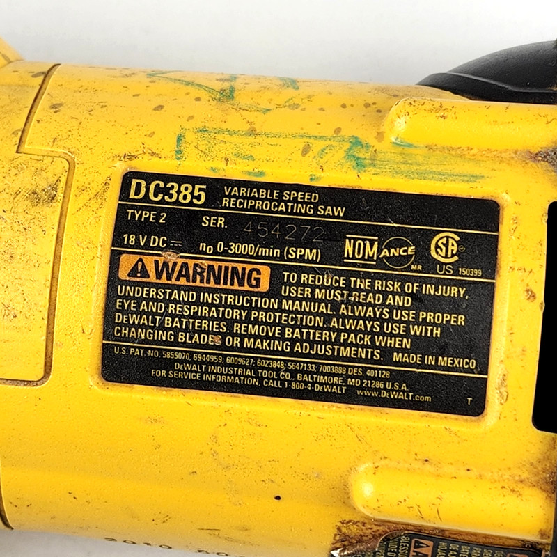 DeWalt DC385 18V Type 2 Variable Speed Reciprocating Saw with 2 Saw zall Blades gallery
