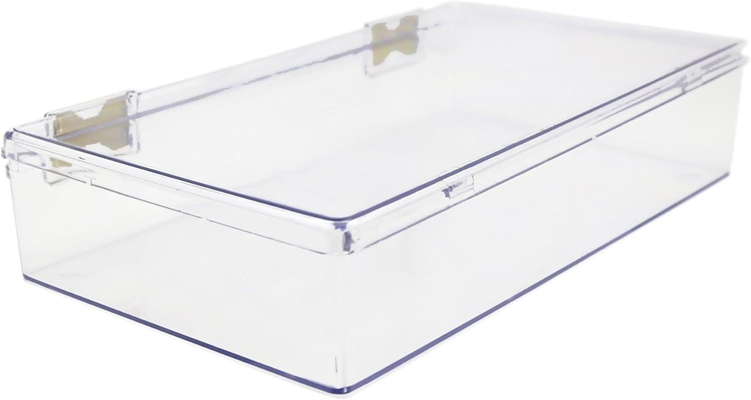 1 Clear Hard Plastic Box with Hinged Lid, 10 3/8" L X 6" W X 2" H, Plastic Displ gallery