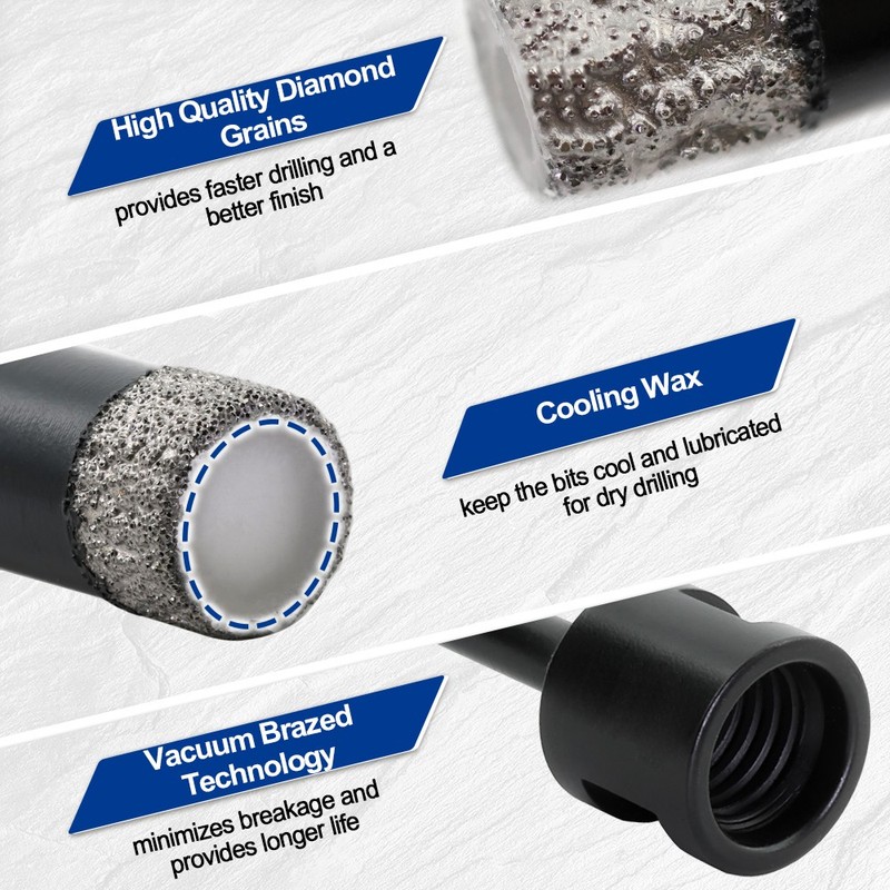 10pcs Dry Diamond Drilling Core Bits Set Hole Saw Cuts Ceramic Porcelain Tile gallery