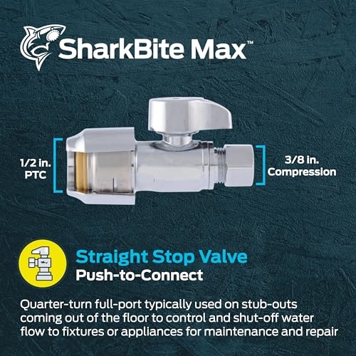 Max 1/2 x 3/8 Inch Compression Straight 1/2 in. x 3/8 in. Compression Silver gallery