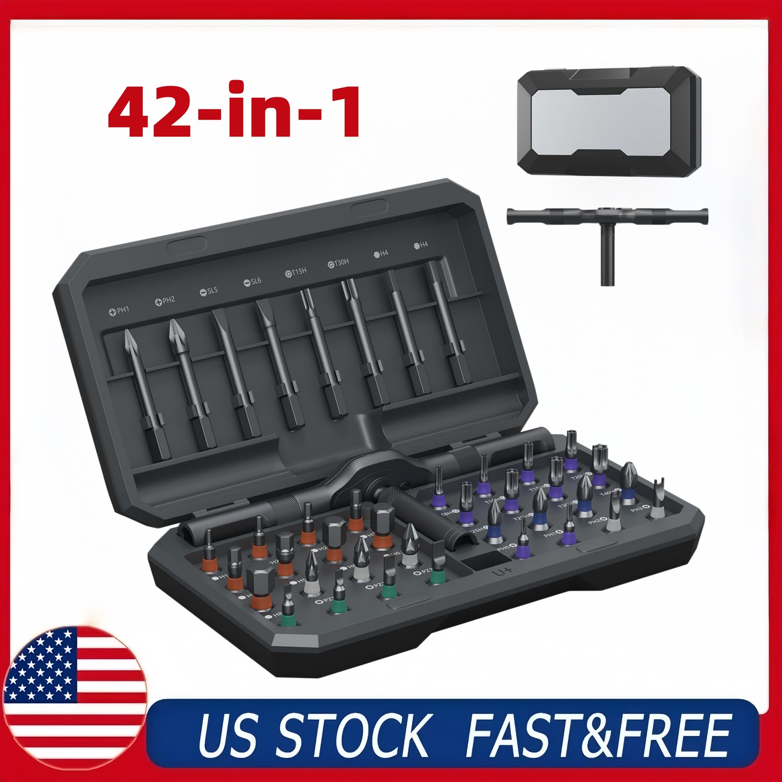 42-in-1 Magnetic Ratcheting Screwdriver Set with Detachable Handle & Case gallery