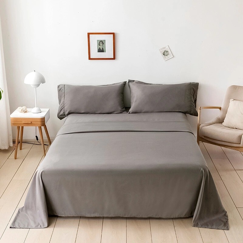 600 TC Sateen Cotton Sheet Set with Wrinkle Resistance Full Size Solid Gray gallery