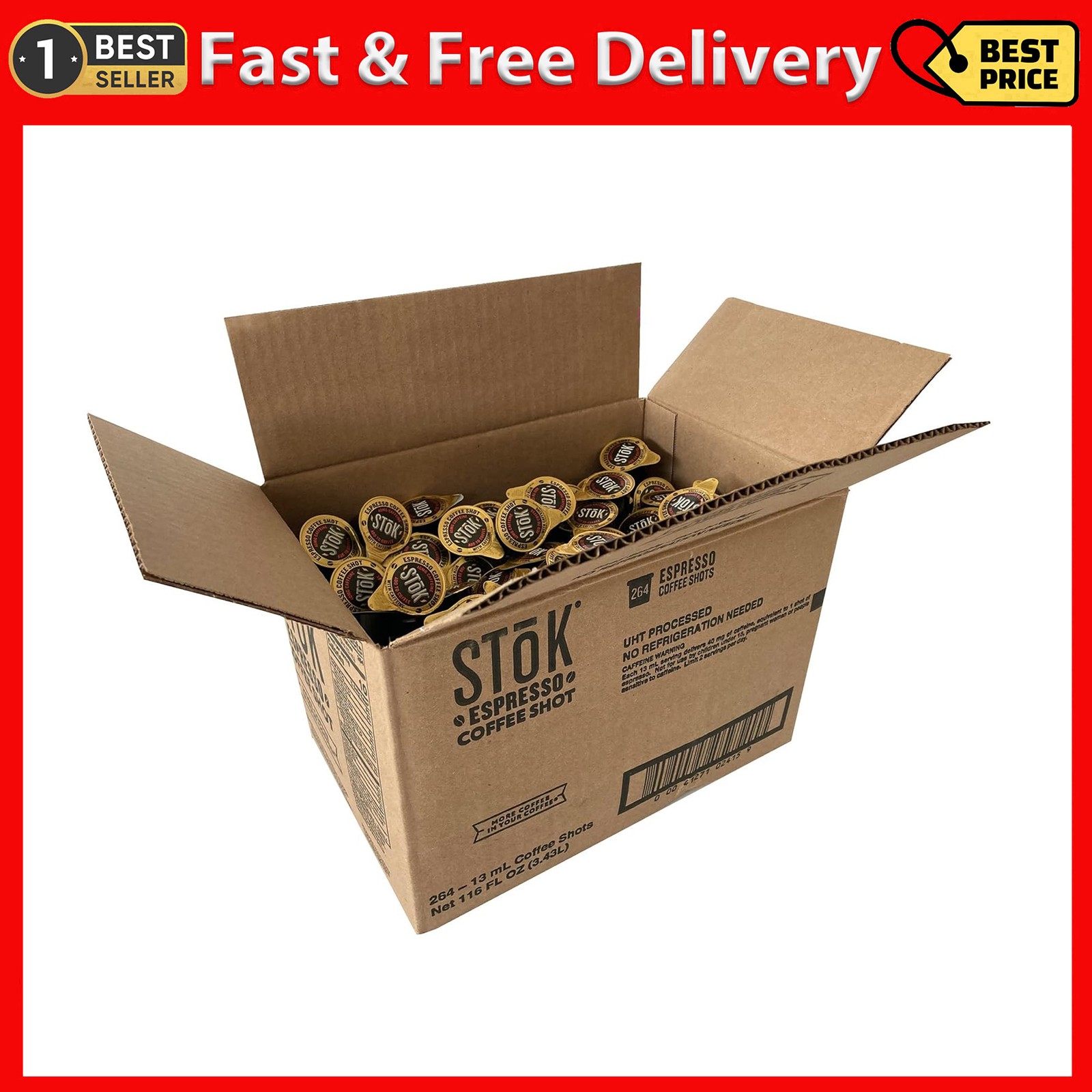 SToK Cold Brew Espresso Coffee Shots, Unsweetened, 0.43 Fl Oz (Pack of 264) gallery