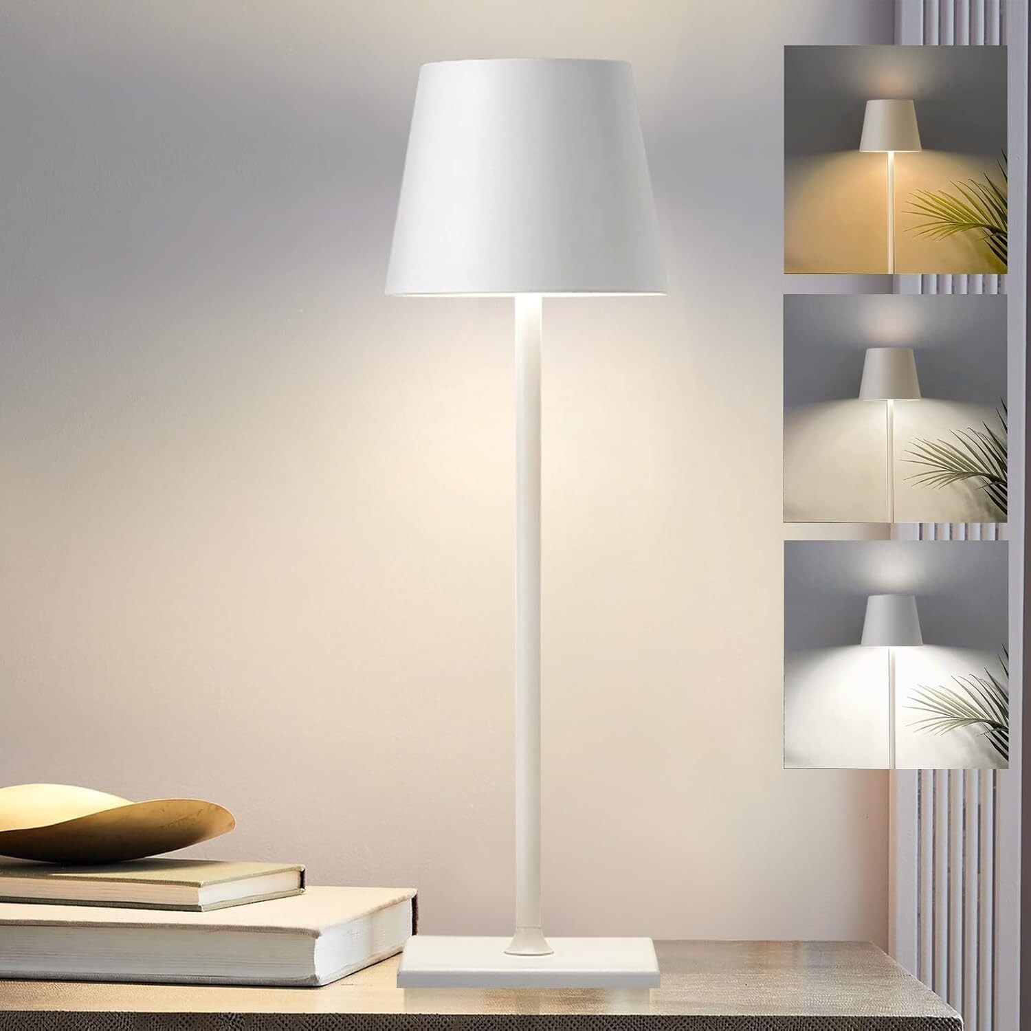Cordless Table Lamp,5200mAh Battery Operated Lamp,IP54 Outdoor Table White-1 gallery
