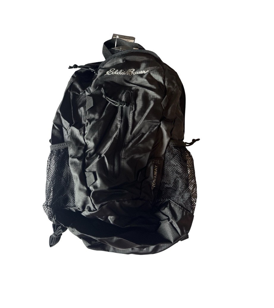Eddie Bauer Stowaway Packable 20L Day Backpack Black Polyester Zip 3