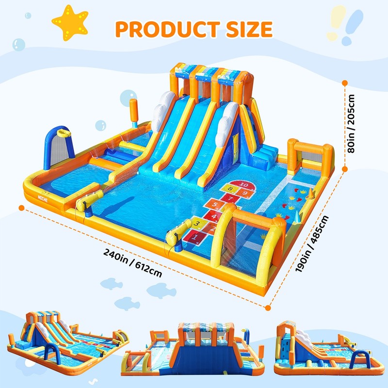 Inflatable Playground Slide Bounce House with Air Blower 750W, 248''*196''*96'' gallery