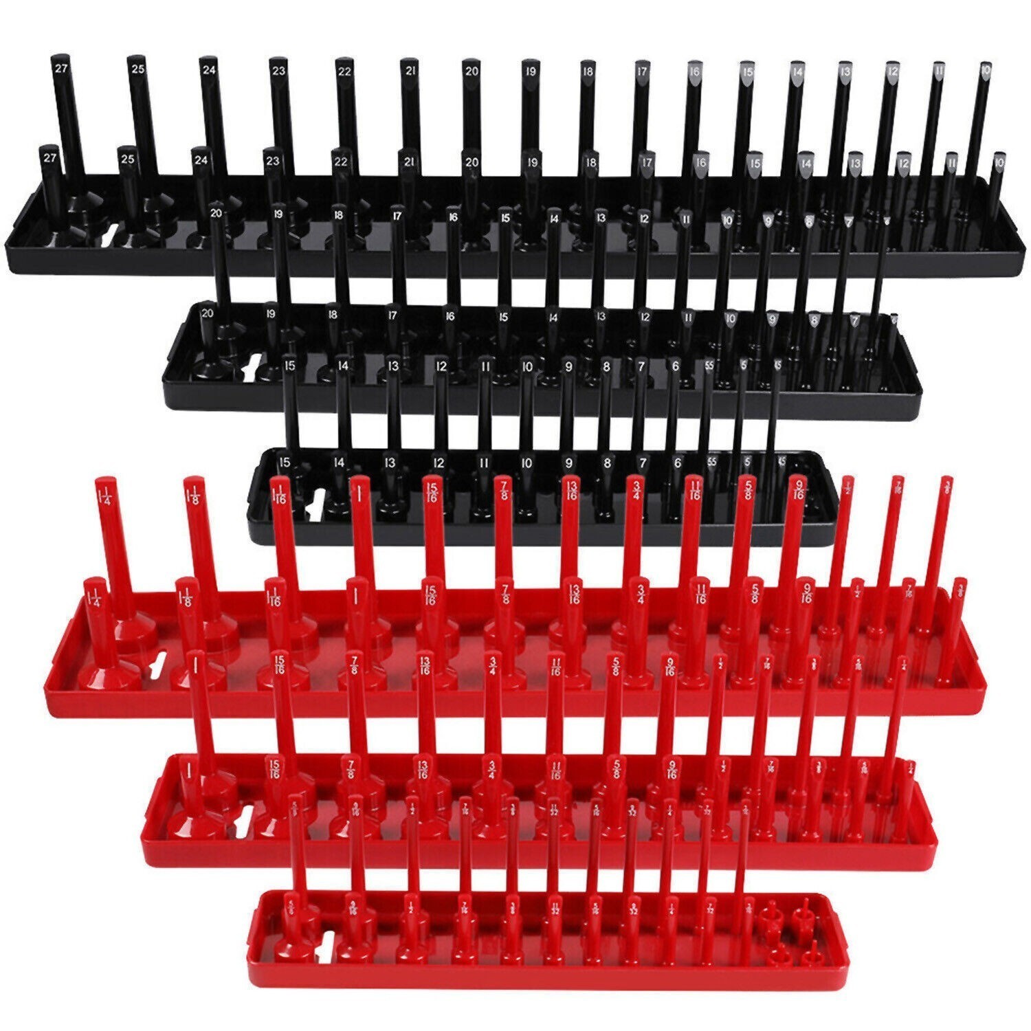 6pcs ABS Socket Organizer Holder Storage Tray Rack SAE Metric 1/4" 3/8" 1/2" Set gallery