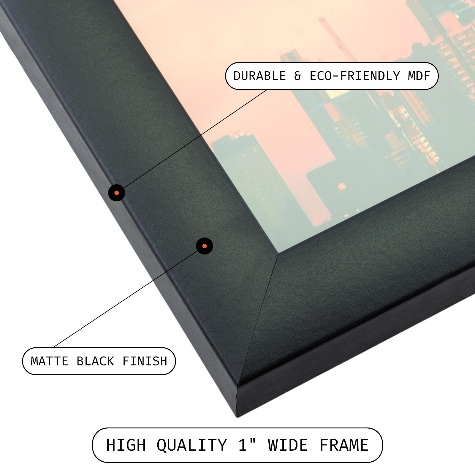Craig Frames 1" Contemporary Matte Black Picture Frame, 35 Sizes, Bulk Discounts gallery
