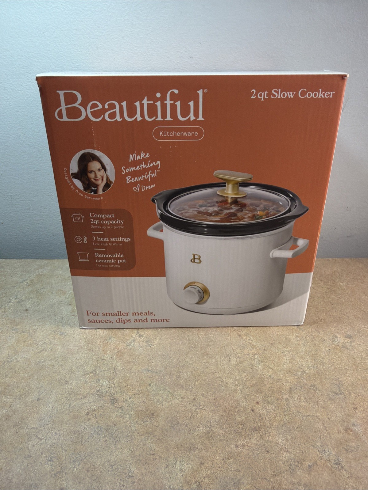 Beautiful by Drew Barrymore 2qt Slow Cooker White Icing NEW gallery