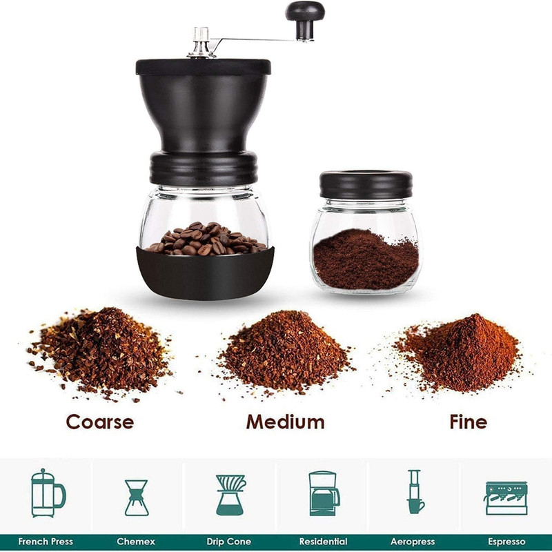 Manual Coffee Bean Grinder with Ceramic Burr, Hand Coffee Grinder Mill Small wit gallery
