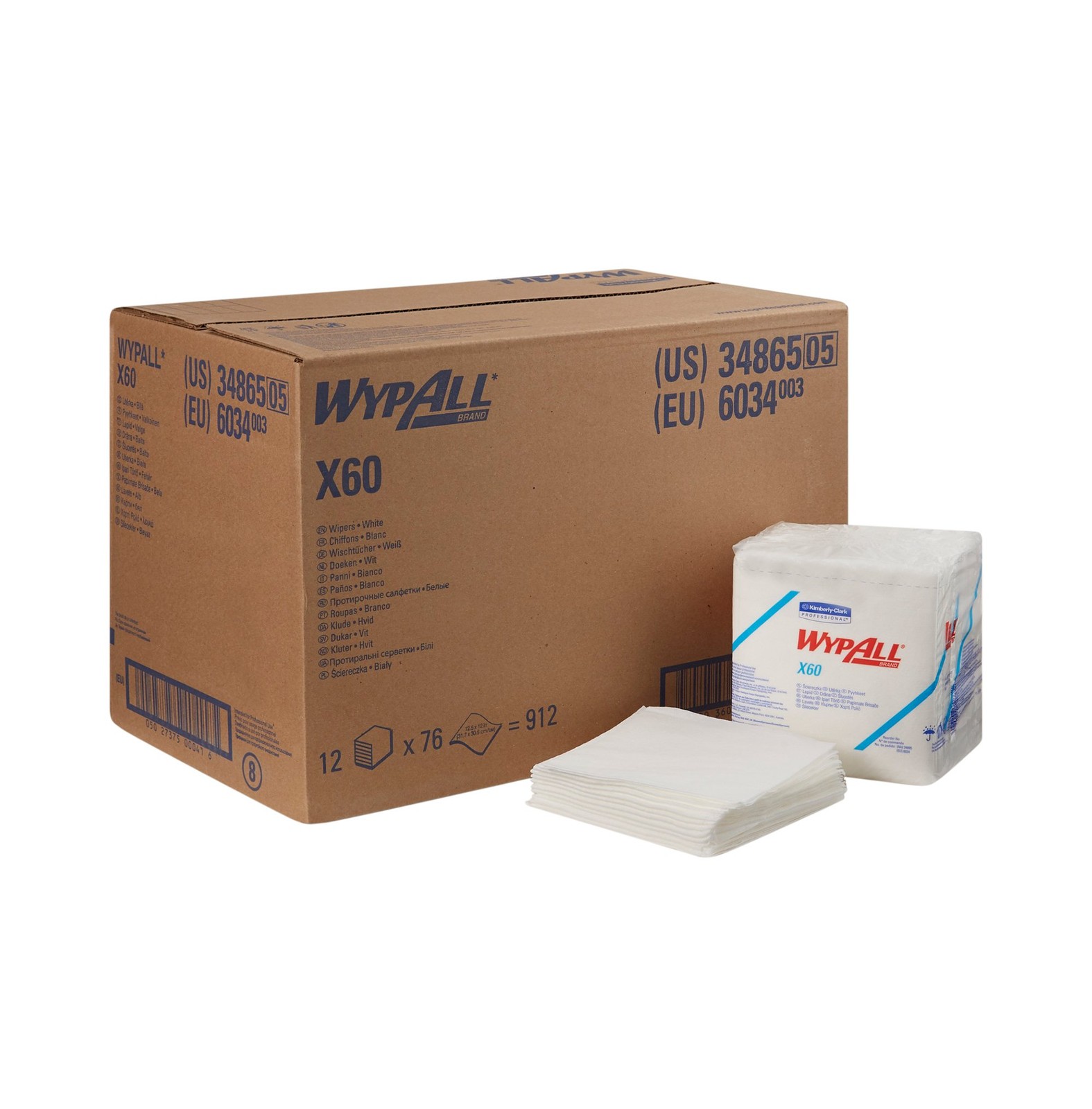 WypAll X60 Reusable Washcloth Task Wipes 12 X 12.5" 34865 Case of 912 Wipes gallery