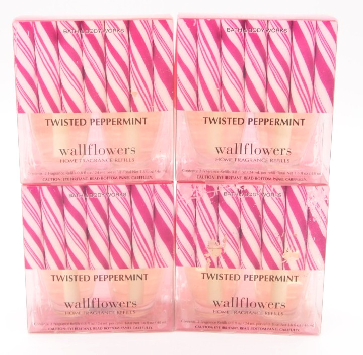 4x Bath & Body Works TWISTED PEPPERMINT Wallflower Refill Bulbs 0.8oz LOT 2-Pack gallery