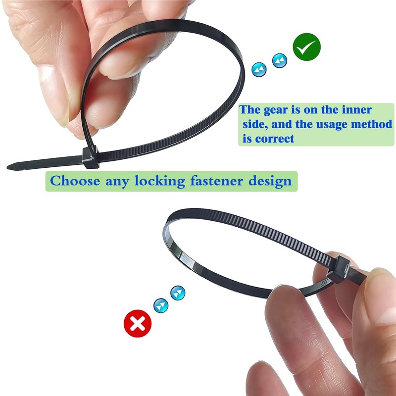 Cable Zip Ties,300 Pack Black Assorted Sizes 4+8+12 Inch,Multi-Purpose... gallery