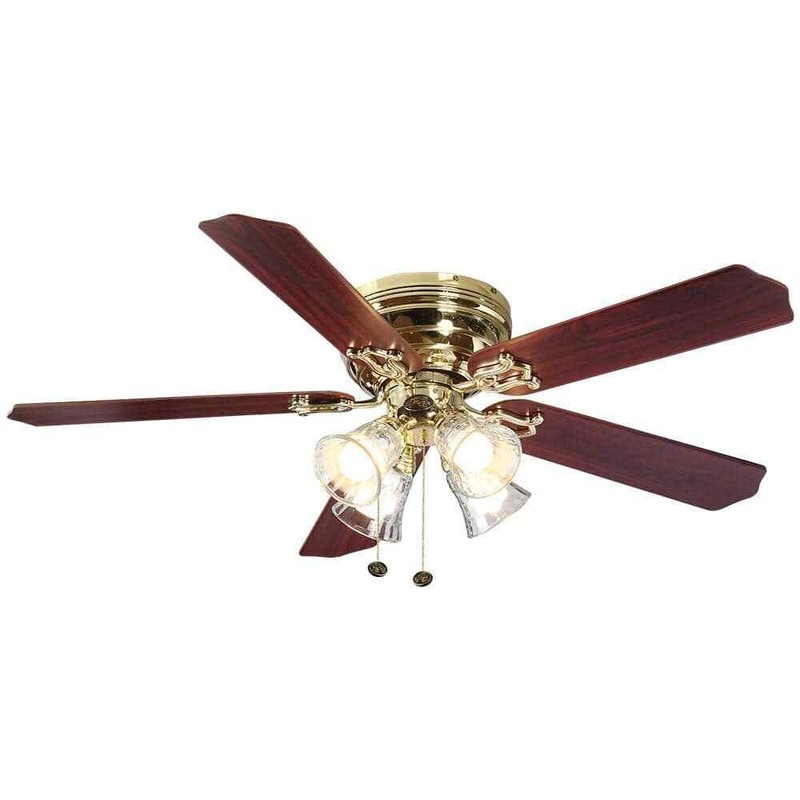 Ceiling Fan LED Light Kit Indoor Flush Mount Polished Brass Luxury Finish 52 in gallery