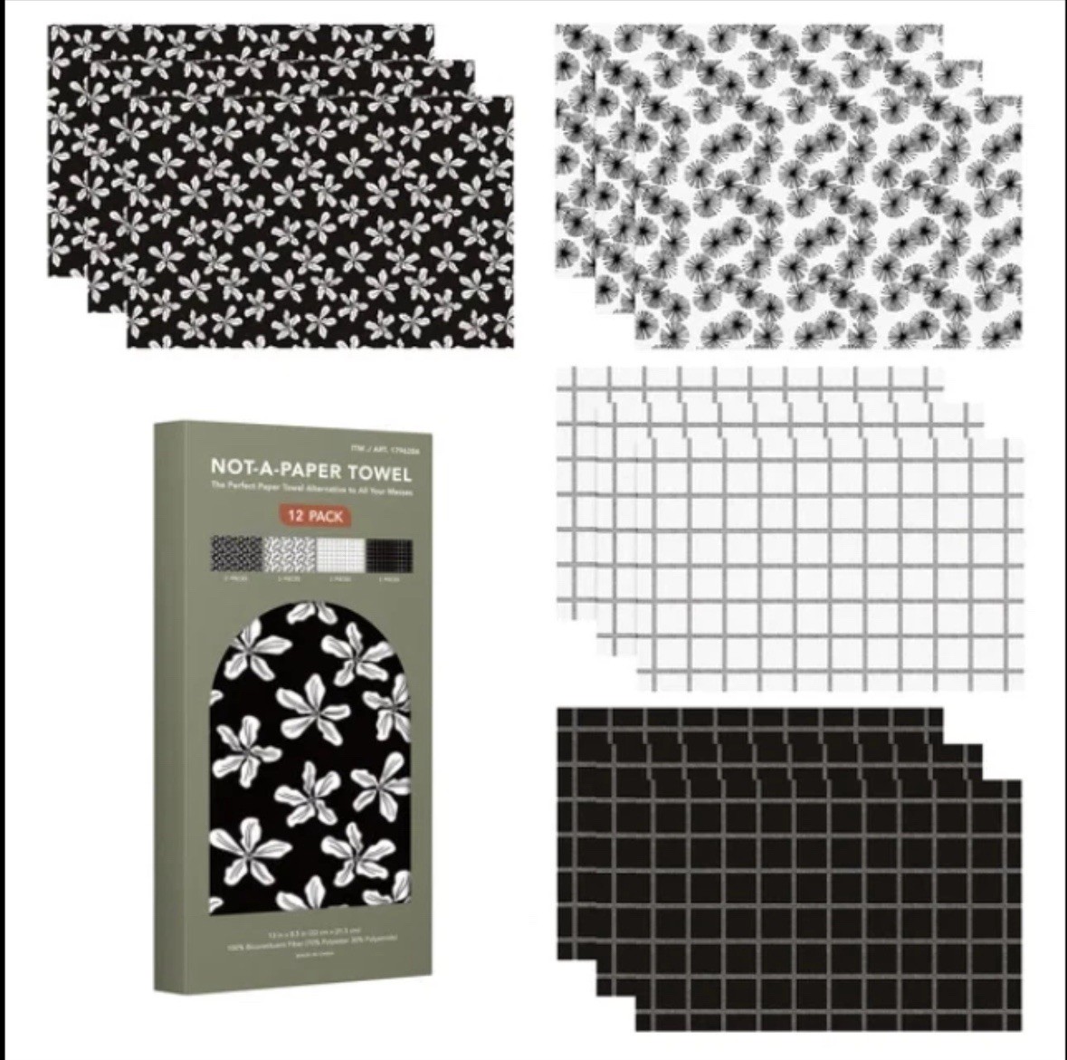 2-EverGrace Not-A-Paper Towel Reusable Towels 12-pack Each 13"x8.5" NEW gallery