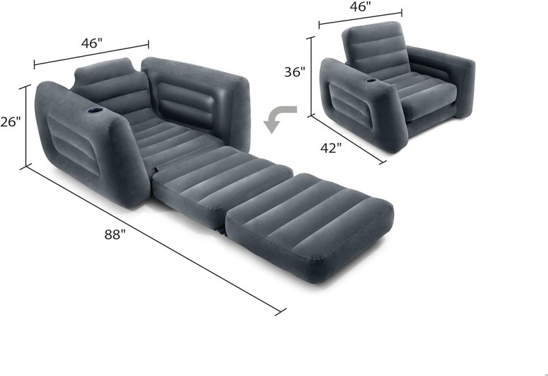 Folding Inflatable Pull-Out Chair Built-in Cupholder Air Sofa Bed Mattress gallery