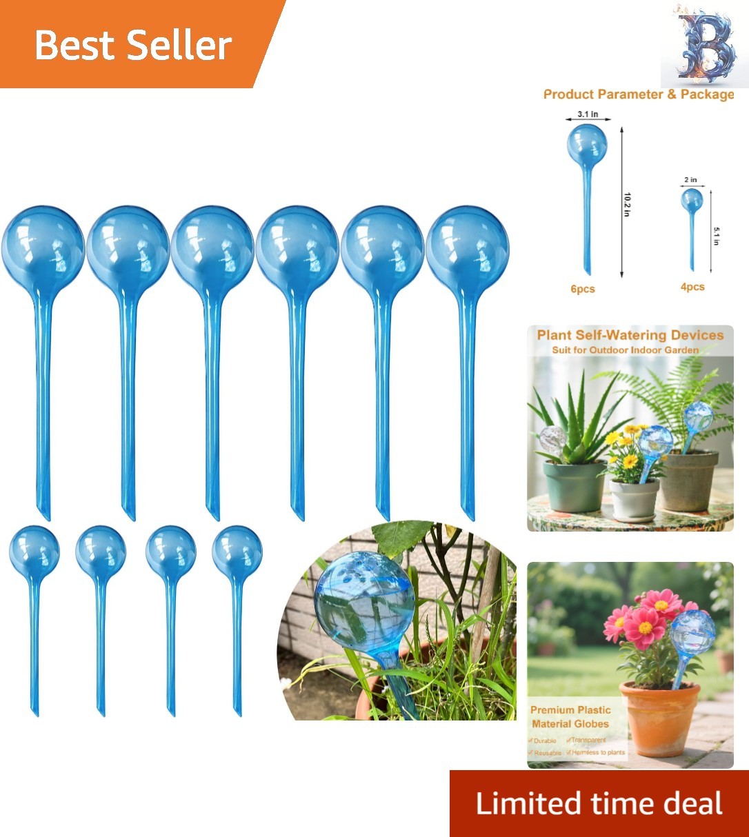 Automatic Watering Globes - 10Pcs for Perfect Plant Care and Water Conservation gallery