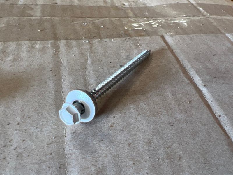 #8 x 2-1/2" ROOFING SCREWS 1/4" Hex Head Metal to Wood Self Tapping Bone White gallery