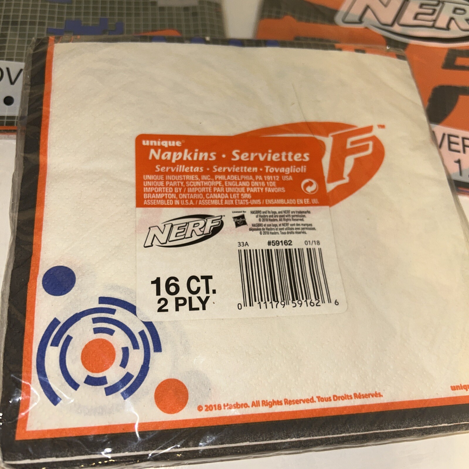 Nerf Hasbro Bundle Of 3, 2-Plastic Table Covers 54 in x 84" & 1 Pk Napkins 16ct gallery