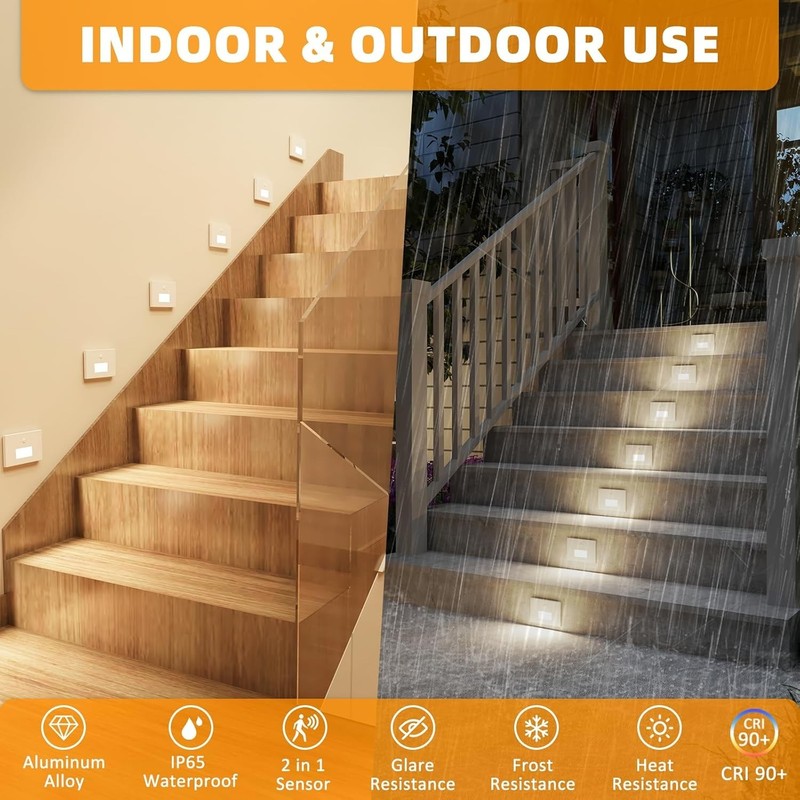 Stair Lights Motion Sensor Indoor Outdoor, 5CCT Dimmable LED Step Lamp with Swit gallery