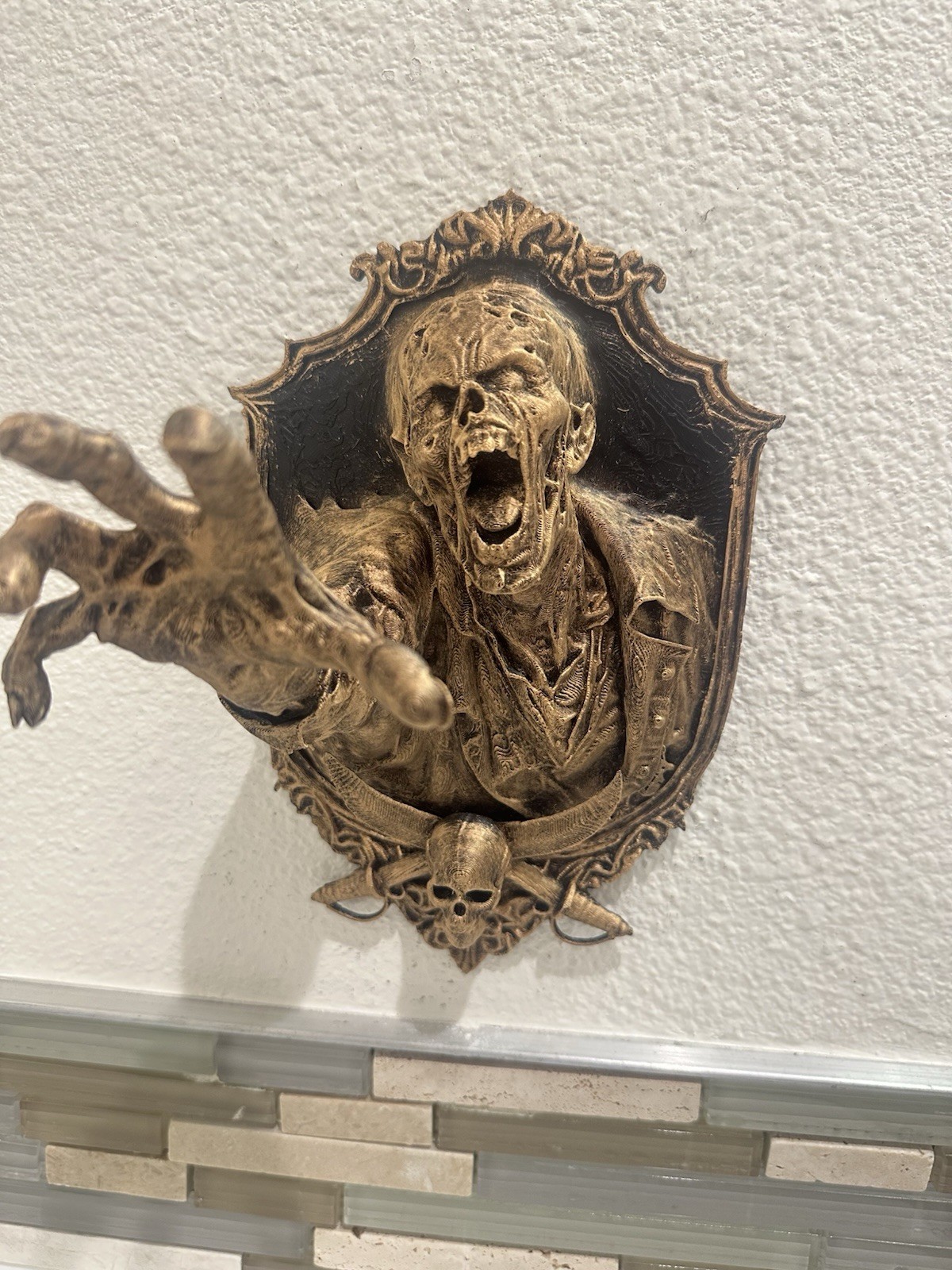 Hand Painted Zombie Wall Plaque Reaching Undead Gothic Horror Wall Decor Art gallery