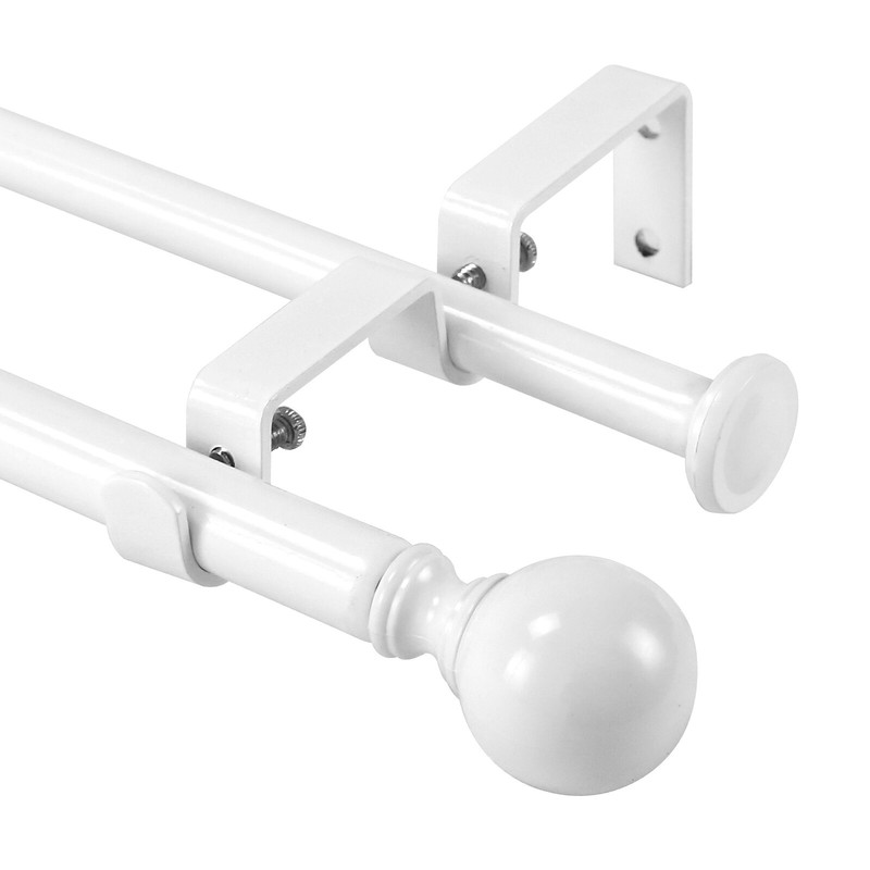 5/8" Ball Adjustable Double Drapery Curtain Rod Set, 28”-48“/ 48”-84“/ 84”-120” gallery