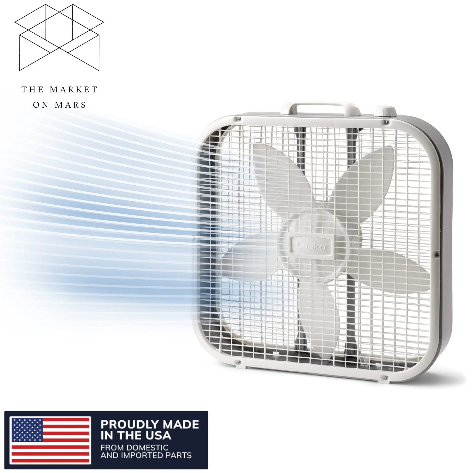 20" 3-Speed Classic Box Fan with Weather-Resistant Motor, White, B20200 🎗🎯 gallery